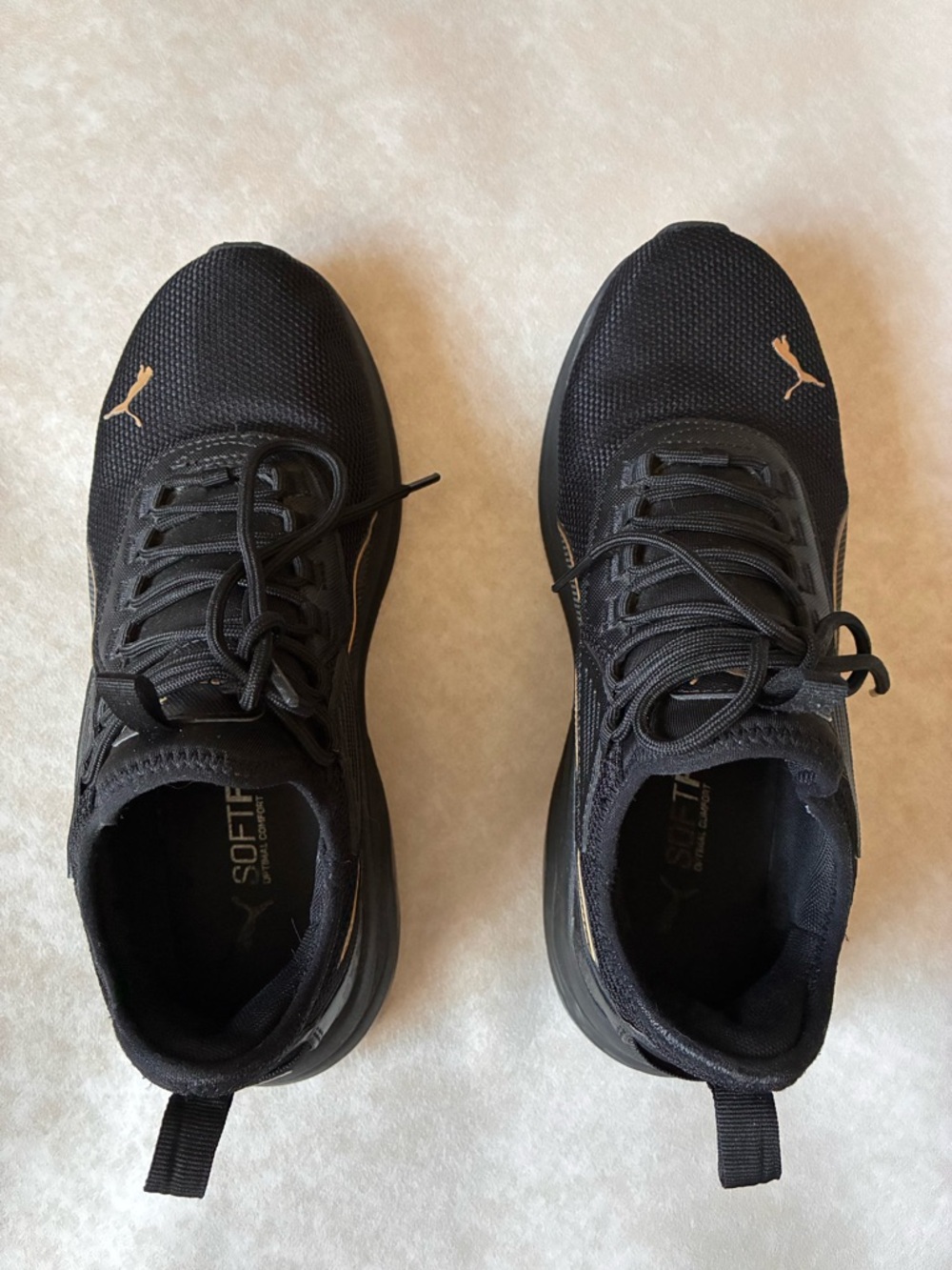Puma Women’s Black Athletic Shoes with Gold Puma Logos